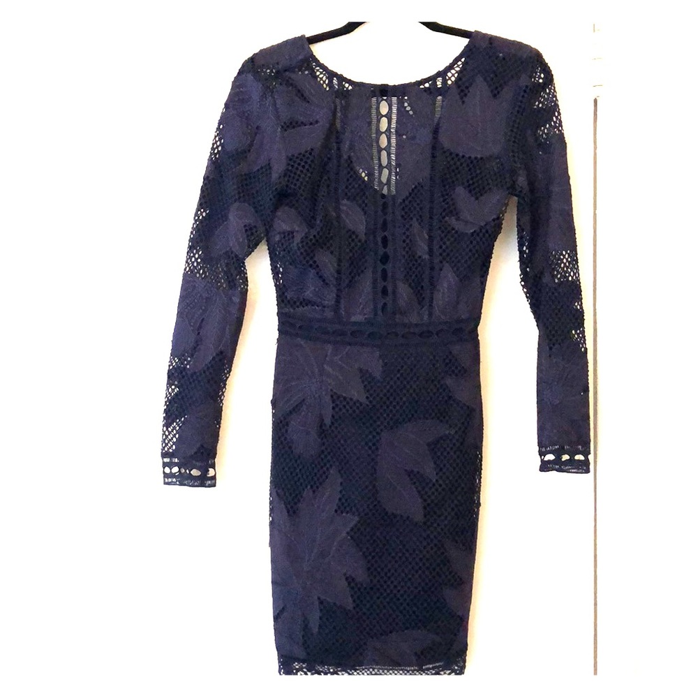 Adelyn Rae Mixed lace Navy blue cocktail dress